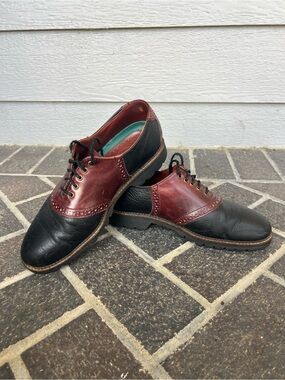 Men’s 8.5 H.S. Trask Burgundy and Black Leather Saddle Oxford Shoes